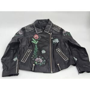 JOANNA HOPE Womens Leather Jacket UK 18 Large Black Leather AR021